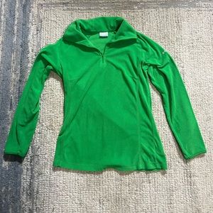 Columbia Sweater Womens Med Long Sleeve 1/4 Zip Outdoors Pullover Green Fleece